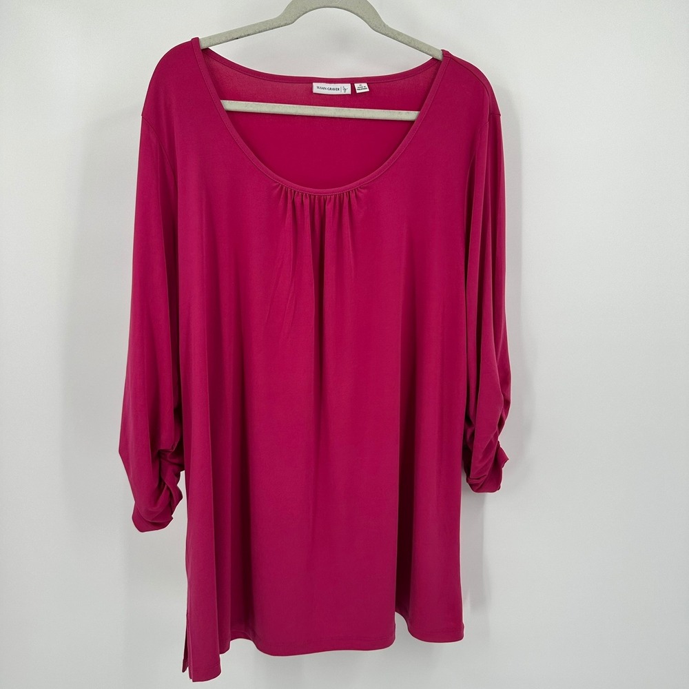 Susan Graver Womens Liquid Knit Tunic Top Size XL Magenta‎ Pink Romantic Boho